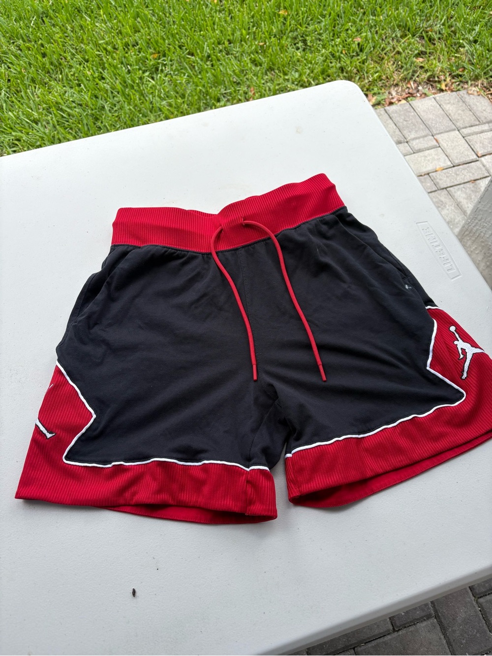 Jordan Black Athletic Shorts with Red Waistband and Trim